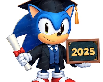 Sonic Graduation PNG Image, Clipart Images, Graphics and Artwork, PNG Cute Hedgehog Images, Digital Download