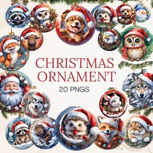 Christmas Round Ornament Bundle | 20 PNG Sublimation Designs, Christmas PNG Bundle, Digital Download for Holiday Crafts & Decor