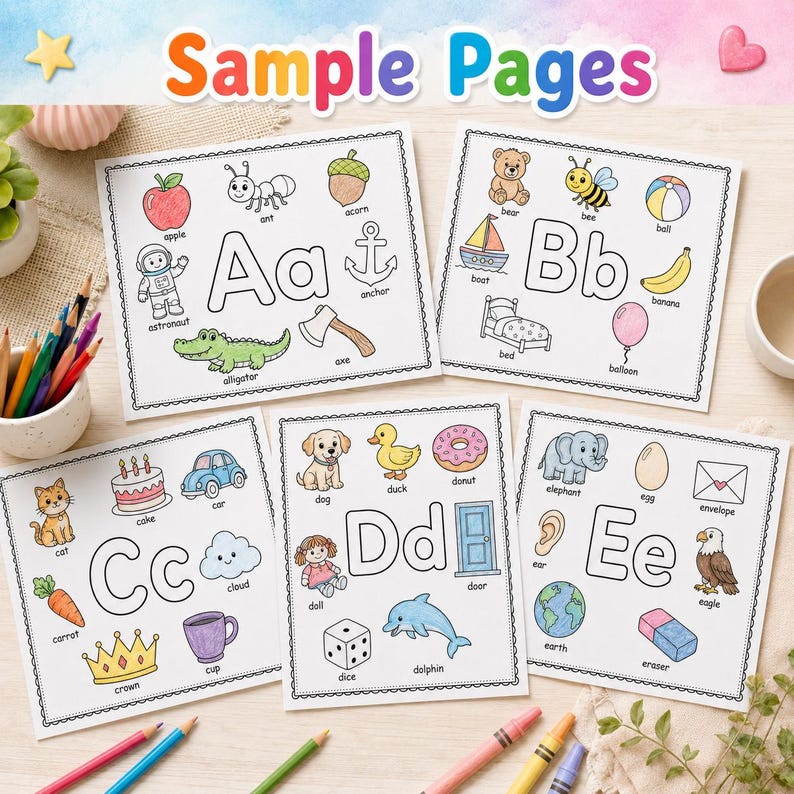 Alphabet Coloring Pages Printable, A-Z Preschool Worksheets, ABC ...