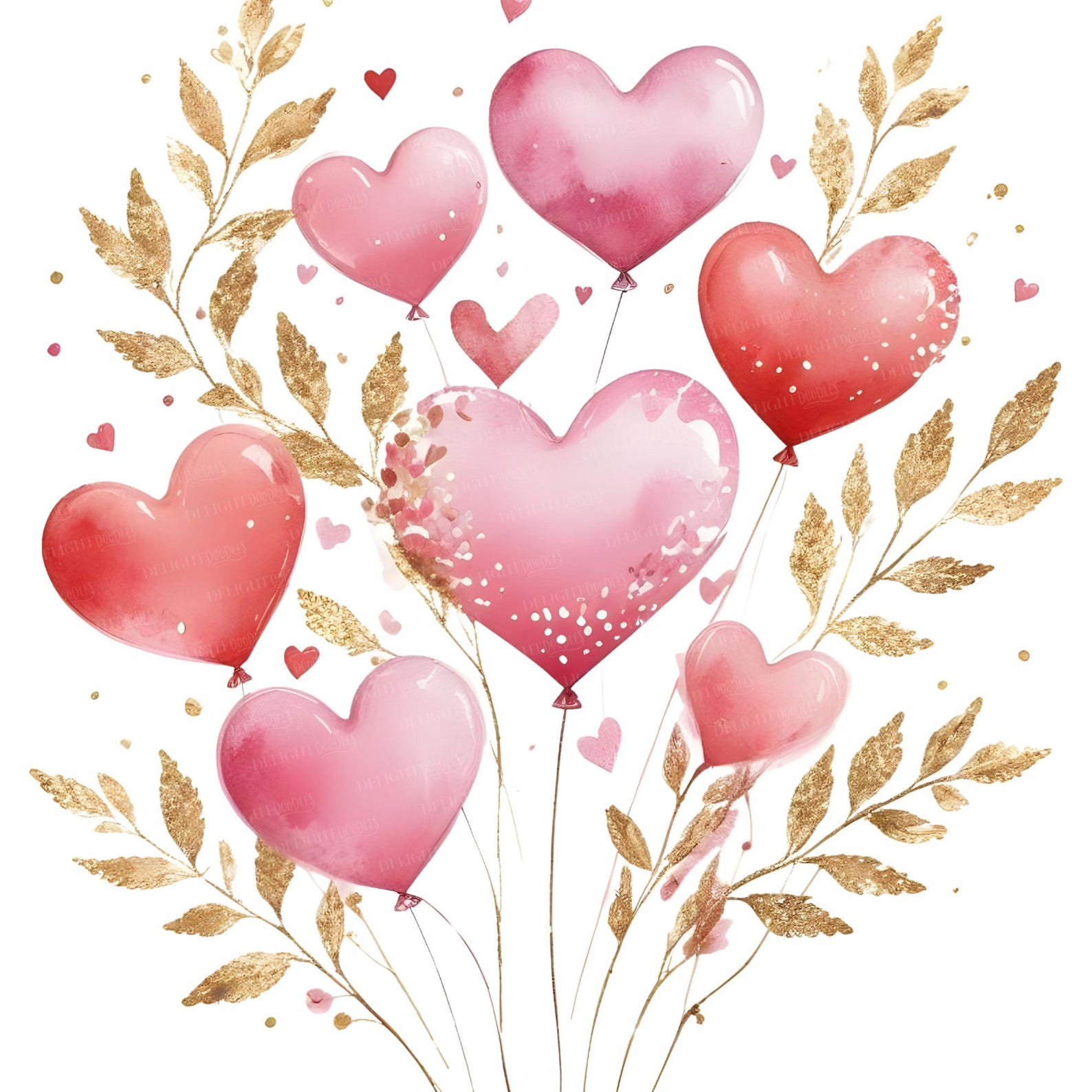 Watercolor Hearts Clipart – Valentine's Day Graphics (digital Download ...