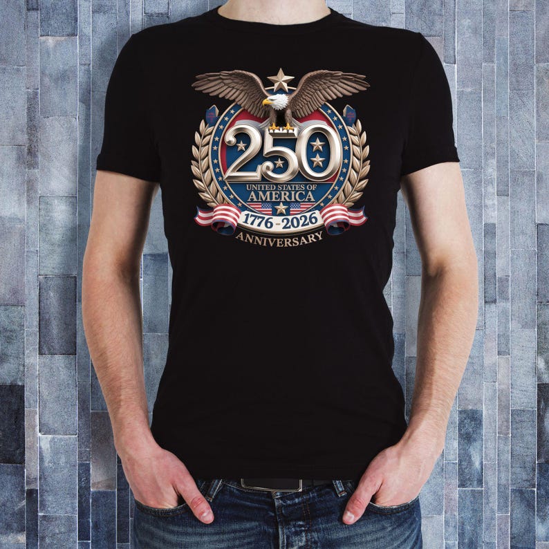 USA 250th Anniversary Emblem, Patriotic Semiquincentennial Design ...