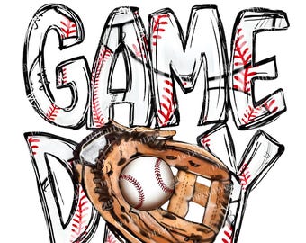 PNG de día de partido de béisbol con purpurina – Guante de béisbol, pelota de sóftbol (Descarga digital)