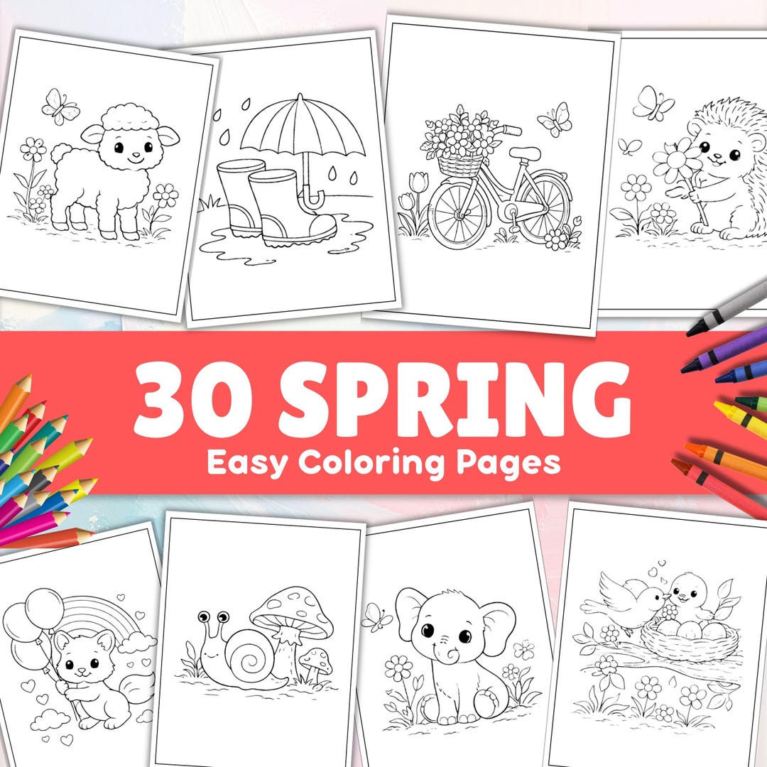 Spring Colouring In Comp 30 Spring Coloring Pages for Kids, Animals, Flowers (digital Download ...