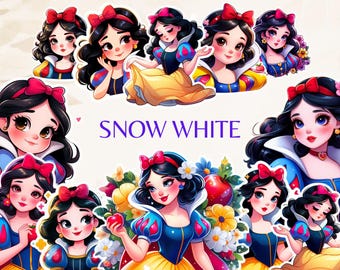 Snow White PNG Clipart, Enchanting Fairy Tale Illustrations, Perfect for Crafting and Digital Projects, Great for Kids&#39; Party Decor