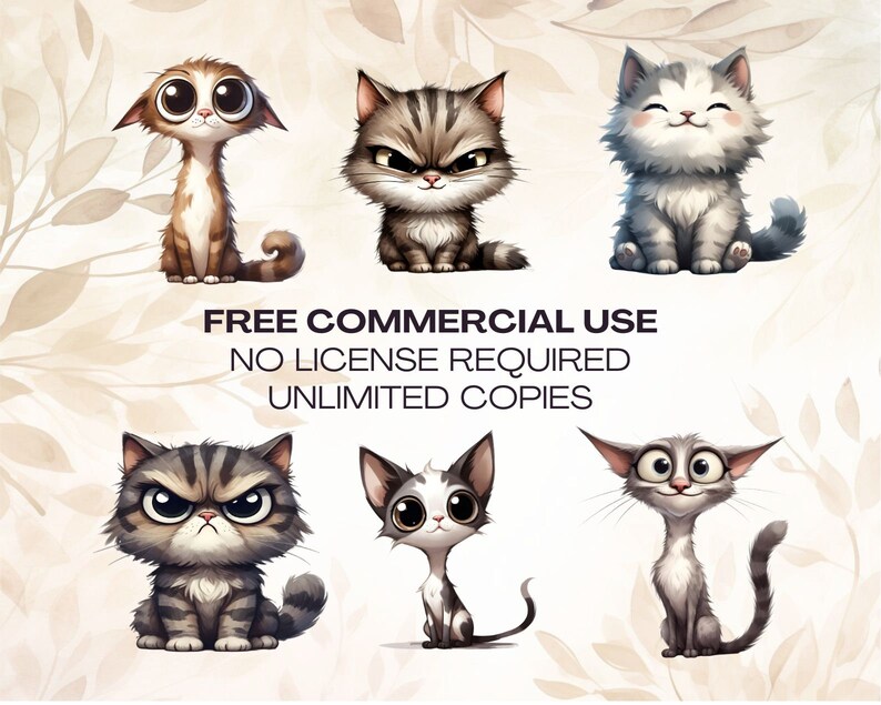 Printable Transparent Art Funny and Cute Cat Clipart PNG Bundle 14 ...