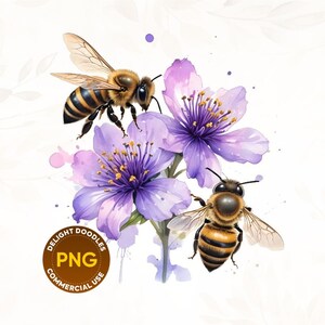 Biene Clipart | Natur inspirierte Blumenbienen, druckbare Aquarell PNGs, hochwertiger digitaler Download für Papierfertiger & Dekor