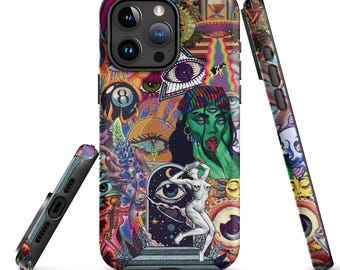 Vintage Psychedelic iPhone Case, Trippy Phone Case, iPhone 15 Pro Max, 14 Plus, 13, 12, 11, Retro Phone Case, Vintage Phone Cover, Colorful