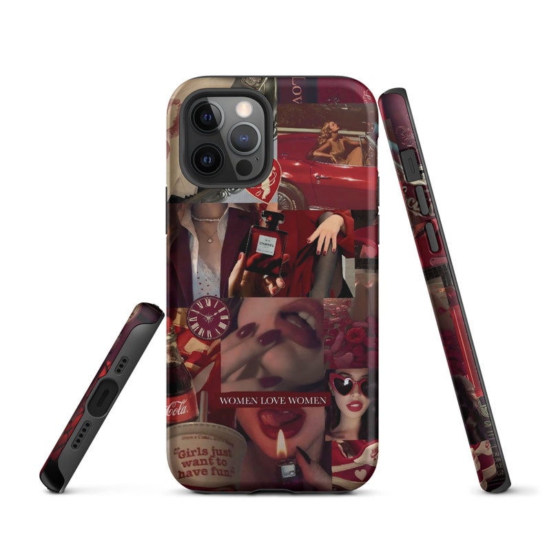 Red Girl Aesthetic Collage iPhone Case