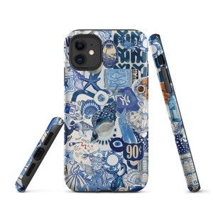 Blue Aesthetic Collage Background iPhone Case