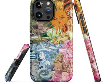Colorful iPhone Case, Vintage Collage Phone Case, Summer Collage Phone Case, iPhone 15 14 13 12 11 Pro Max, Travel Phone Case, Aesthetic