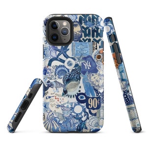 Blue Aesthetic Collage Background iPhone Case