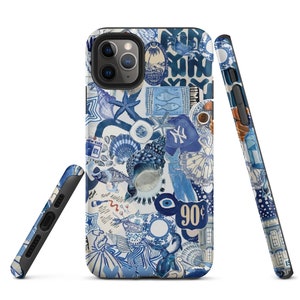 Blue Aesthetic Collage Background iPhone Case