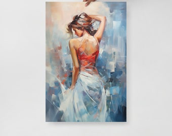 Back View of Girl Art, Abstract Girl Painting Print, Woman Art Poster, Beautiful Female Artwork, Watercolour Print, Poster for Bedroom Gift