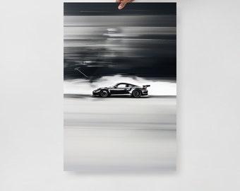 Black and White Porsche Art, Porsche GT3 Art Print, Porsche Wall Art, Modern Print, Minimalist Porsche Art Print, Black and White Wall Art