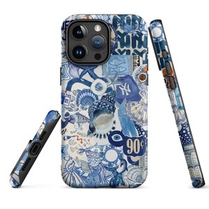 Blue Aesthetic Collage Background iPhone Case