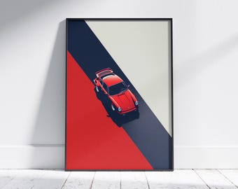 1969 Porsche 911 Art Print, Vintage Porsche Art, Supercar Wall Art Poster, Red Porsche Wall Art, Classic Car Art, Vintage Car Artwork, Gift