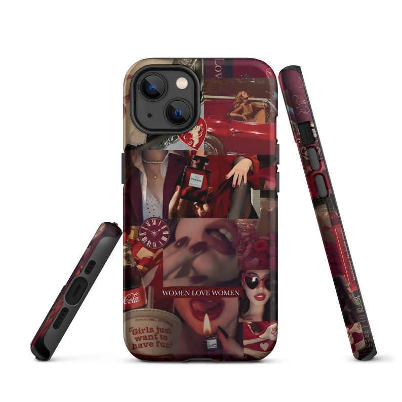 Red Girl Aesthetic Collage iPhone Case