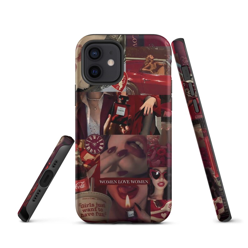 Red Girl Aesthetic Collage iPhone Case