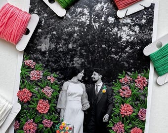 Custom Embroidered Wedding Photograph  – Hand-Stitched Personalised Artwork