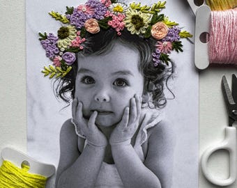 Custom Baby Embroidered Photo – Personalised Newborn Gift, Handmade Keepsake for New Parents