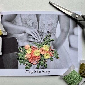 Custom Wedding Embroidered Photo – Personalised Gift for Couples, Handmade Wedding Keepsake, Unique Anniversary Art