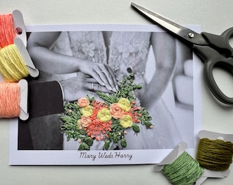 Custom Wedding Embroidered Photo – Personalised Gift for Couples, Handmade Wedding Keepsake, Unique Anniversary Art