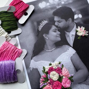 Custom Wedding Embroidered Photo – Personalised Gift for Couples, Handmade Wedding Keepsake, Unique Anniversary Art