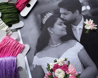 Custom Wedding Embroidered Photo – Personalised Gift for Couples, Handmade Wedding Keepsake, Unique Anniversary Art