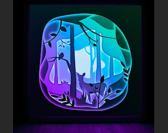 Deer in the Forest Lightbox Scene - SVG / Cut Files