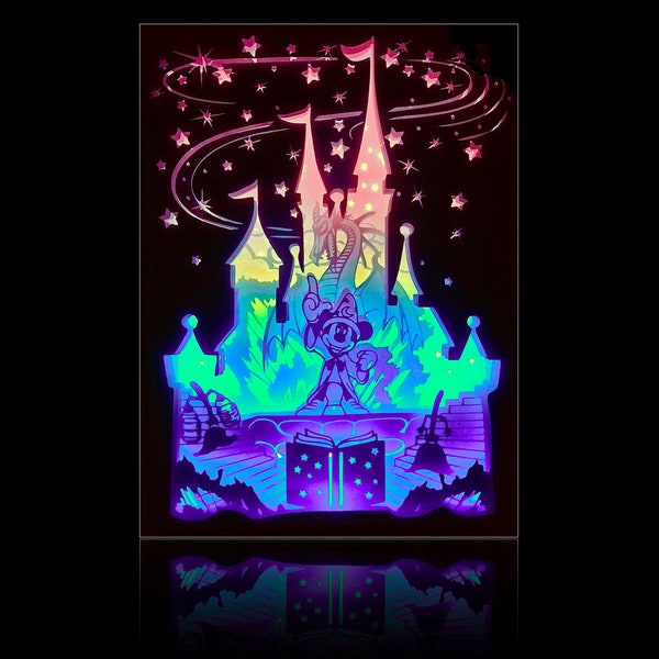 Boîte lumineuse Mickey sorcier - SVG / couper des fichiers