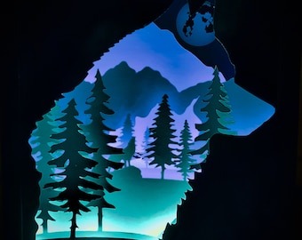 Wolves in Moonlight Lightbox Scene - SVG / Cut Files for Cricut + Cut Machines