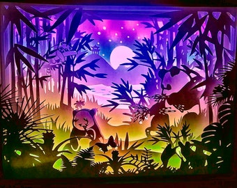 Panda Lightbox Scene - SVG / Cut Files