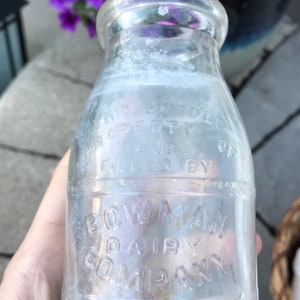 1920s Bowman Dairy Company Half Pint Milk Bottle image 1