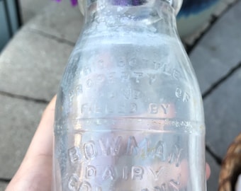 1920s Bowman Dairy Company Half Pint Milk Bottle