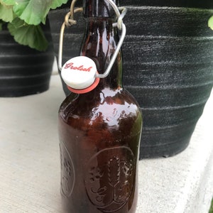 1960s Brown Glass Grolsch Beer Bottle