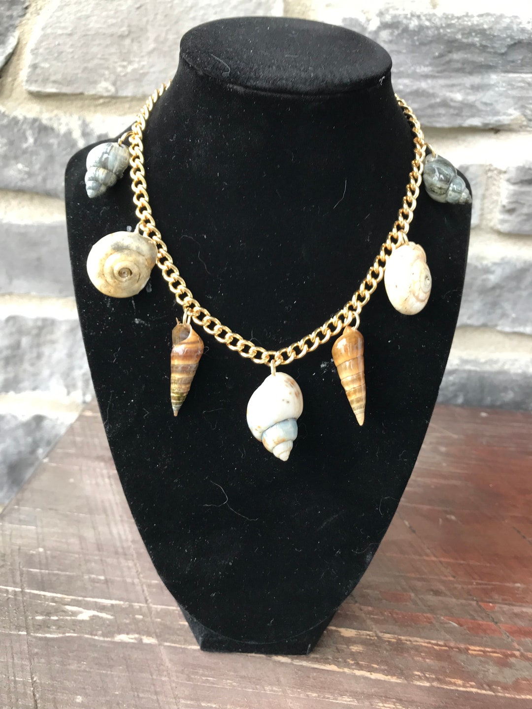 Nickel Plated Chain and Snail Shell Necklace Etsy