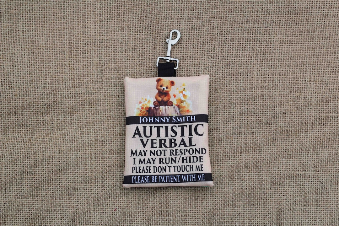 Autistic Zipper Pouch Autism Medical Alerts Bag Tags Etsy