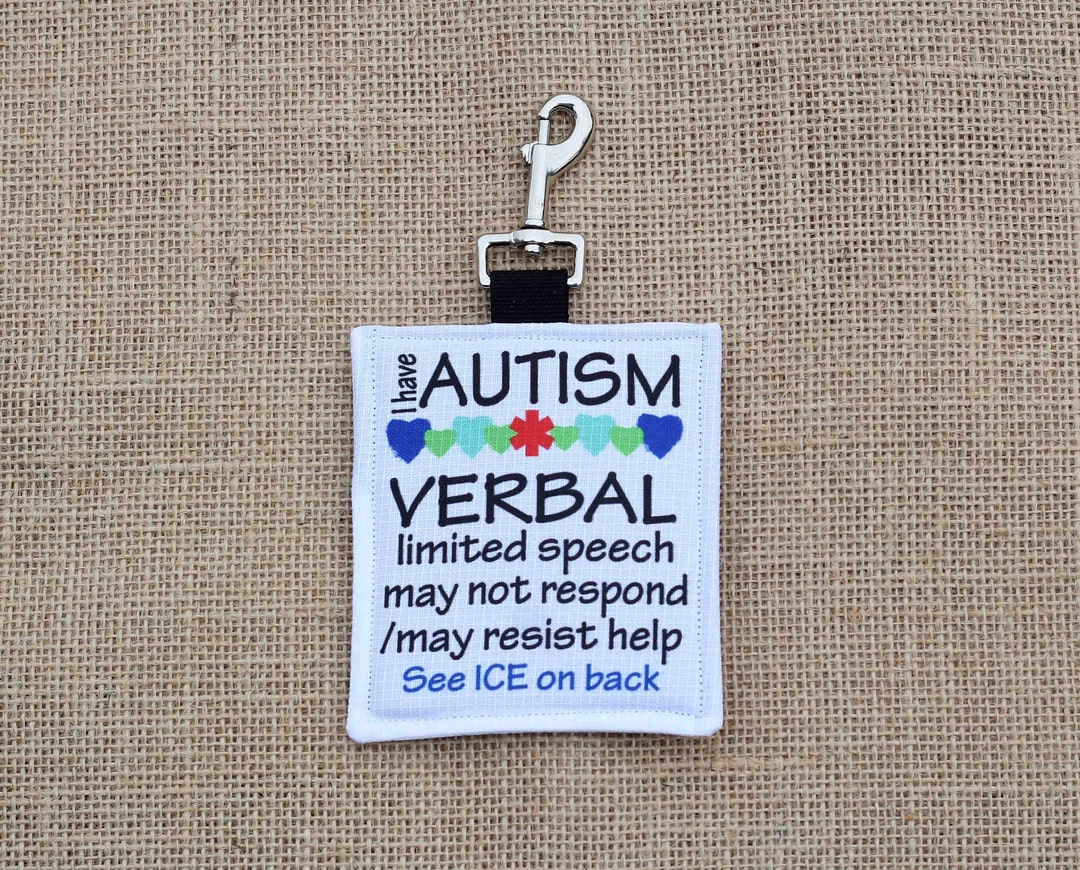 Personalized Autism Medical Alert Bag Tag Etsy