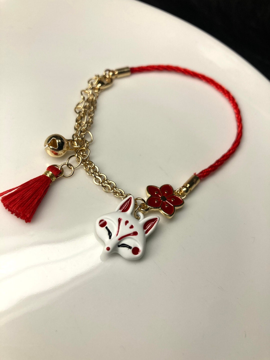 Fox Bracelet Animal Bracelet Sakura Bracelet Japanese Style Etsy