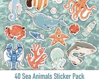 Biologie marine stickers - Marine Biology Stickers – Digital & Printable Ocean Animals | Stickers à imprimer ou à utiliser sur tablette