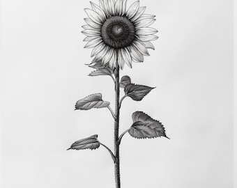 Simplistic Sunflower Sketch Art | Minimalist Floral Drawing | Wall Art | PRINTABLE DESIGN | Digital