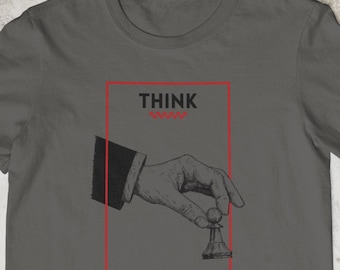 Think Chess Shirt, Unisex Comfort Colors® Super Soft Washed Out Shirt, Cool Chess Player Gifts, Gambit Shirt, Mens Graphic Tees, Think Shirt