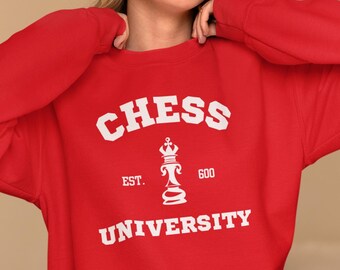 Chess University Unisex Sweatshirt, Vintage College Sweatshirt, College Letters Sweatshirt, Retro College Sweater, Chess Gifts, Chess Lover