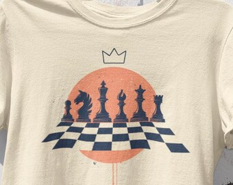 Retro Chess Set Shirt | Vintage Graphic Chess Tee | Super Soft Comfort Colors Unisex Tee | Chess Player Gift | Retro Washed Out Shirt