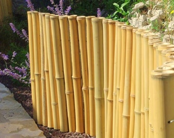 Bordi da giardino spessi in bambù naturale, che uniscono estetica e Zen / Set da 2 - Lungo. Totale 300 cm - Diam. Da 4 a 10 cm – Alto. 50 cm