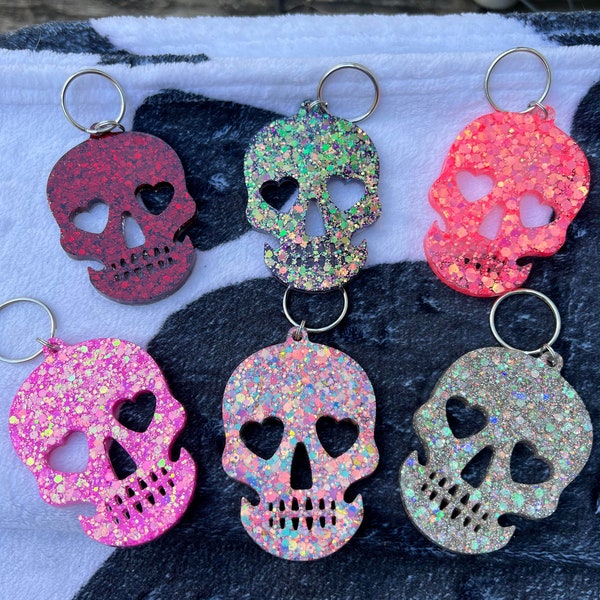 Skull Keychain-Chunky Glitter