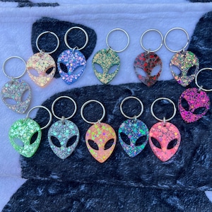 Mini Alien Keychain-Chunky Glitter