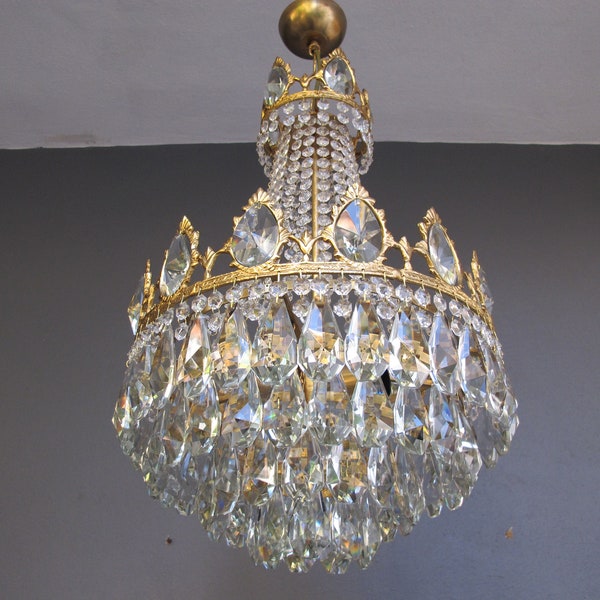 Antique Crystal Chandelier French Empire Vintage Ceiling Light Fixture Ceiling lamp  1950s