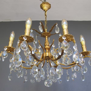 Antique Rare French Empire 8 arms Crystal Chandelier, Rare 1950s