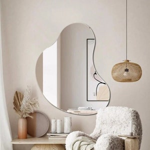 Irregular Wavy Mirror - Wall Hanging Bathroom Mirror - Wave Luxury Mirror - Asymmetrical Mirror - Aesthetic Bedroom Mirror - Large  Mirror